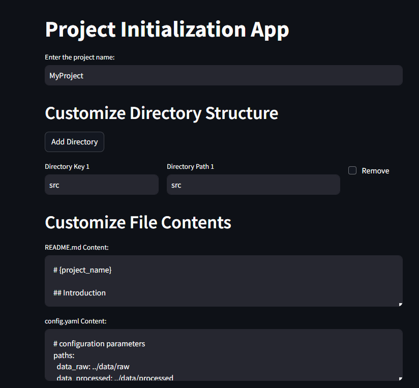 Imagem do Projeto Initialization App